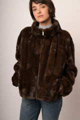 Giacca in faux fur cioccolato
