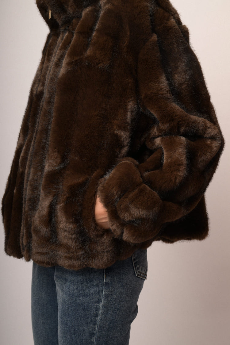 Giacca in faux fur cioccolato