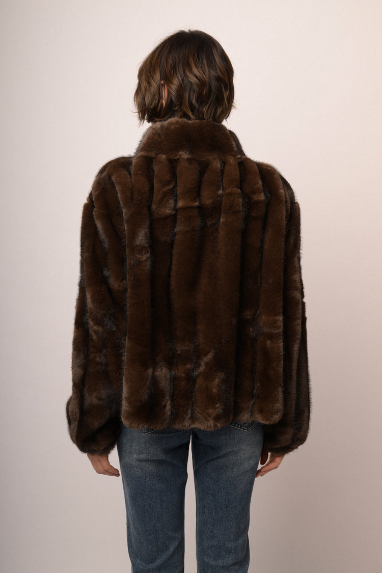 Giacca in faux fur cioccolato