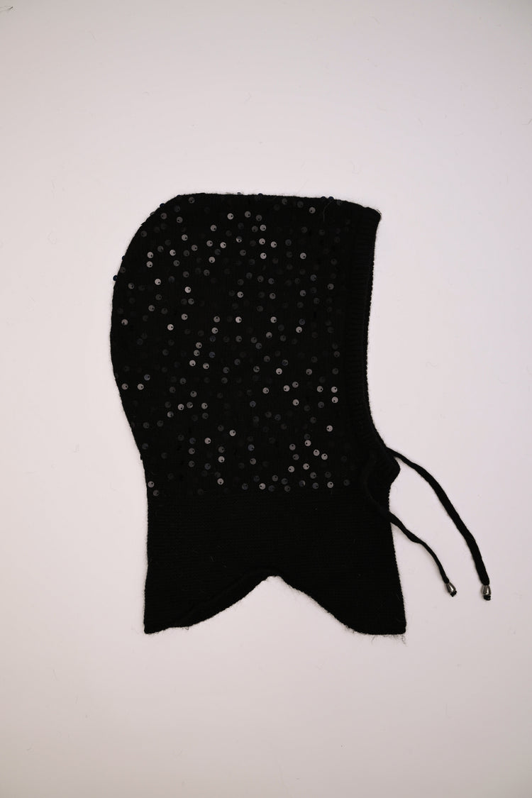 Balaclava nera con paillettes