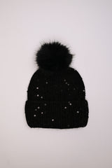 Berretto con paillettes e pompon