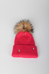 Berretto con strass e pompon