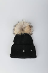 Berretto con strass e pompon