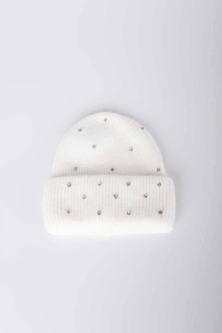 Berretto misto lana con strass