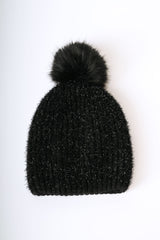 Berretto in maglia brillante con pompon