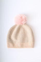 Berretto a righe lurex con pompon