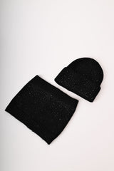 Set berretto e collo con strass