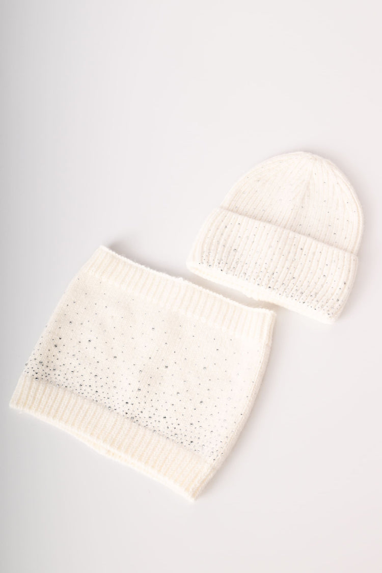Set berretto e collo con strass