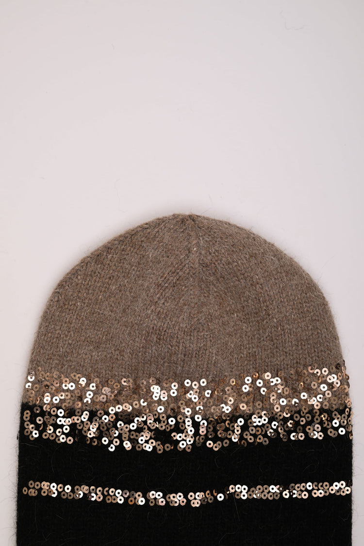 Cappello fango e nero con paillettes