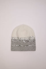 Cappello bianco e grigio con paillettes