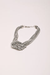 Collana multifili con strass e nodo