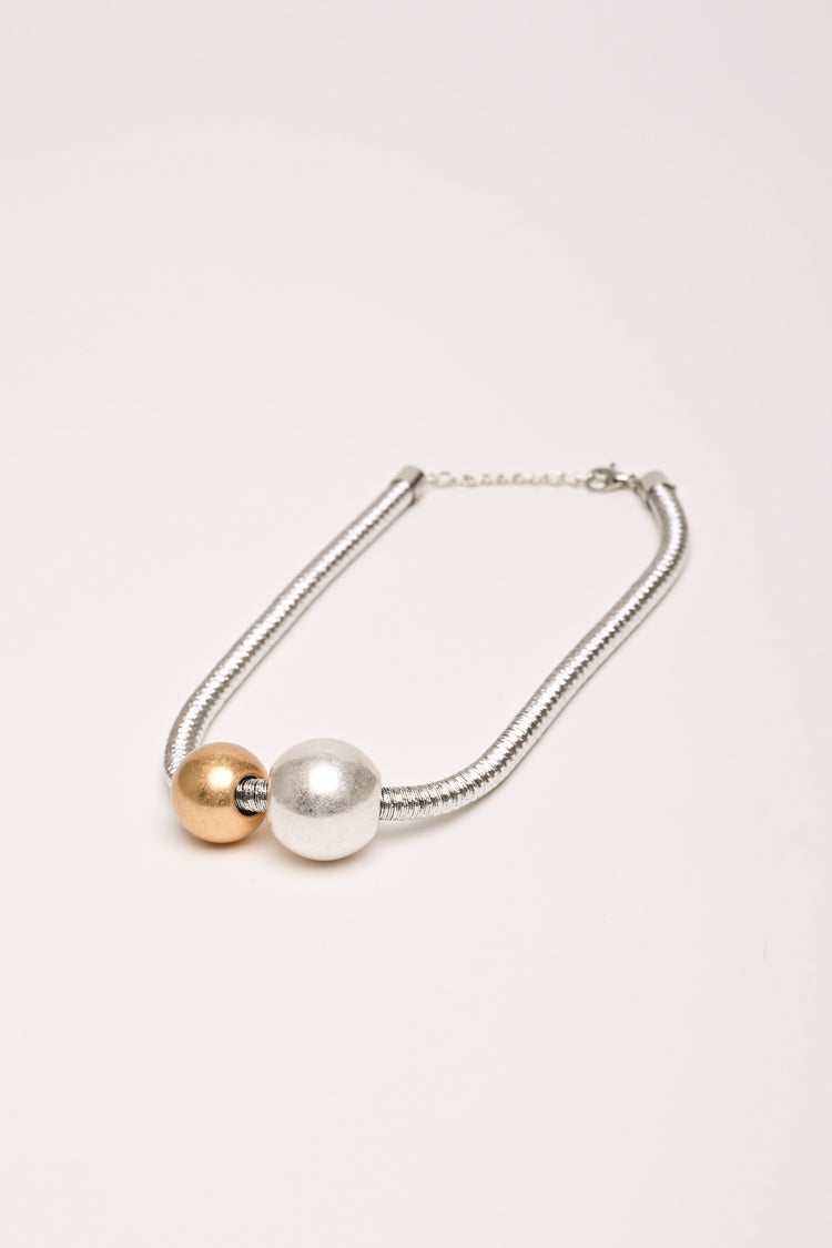 Collana argento con doppie sfere