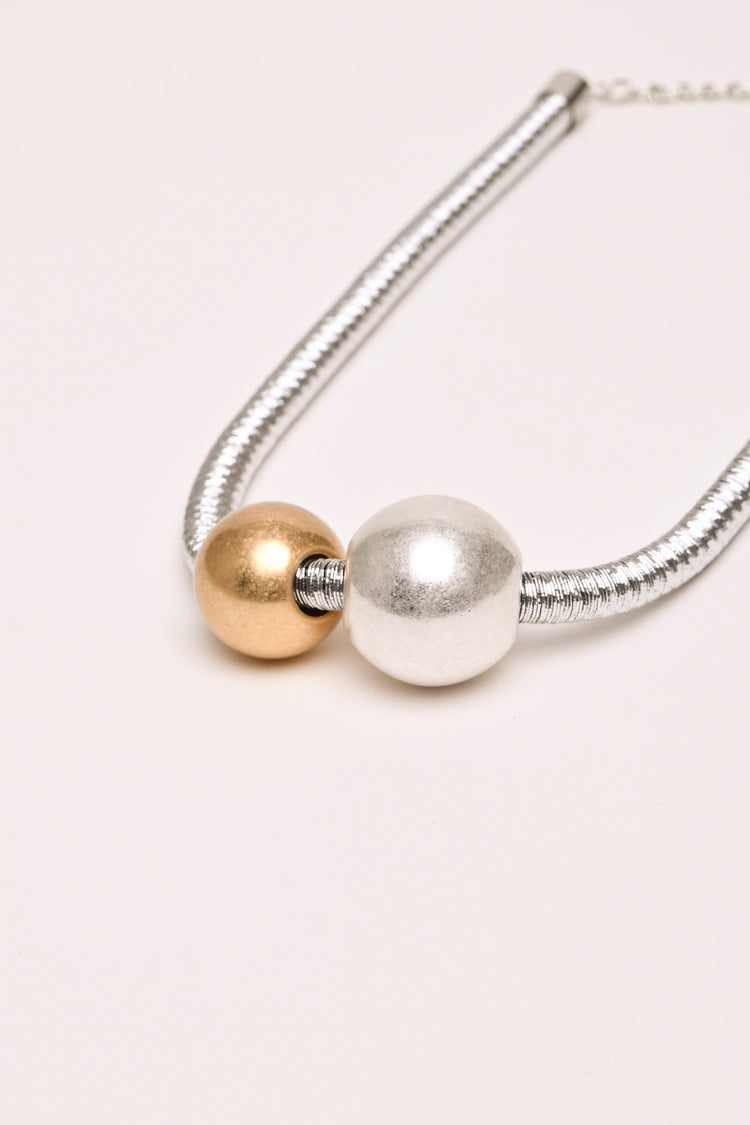 Collana argento con doppie sfere