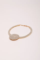 Collana rigida con strass e disco