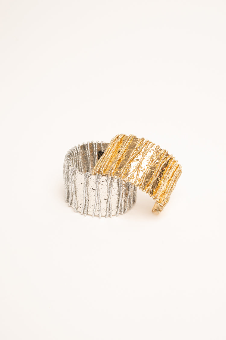 Bracciali rigidi oro & argento, set da 2