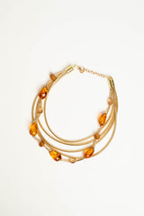 Collana multifili con pietre ambra/oro