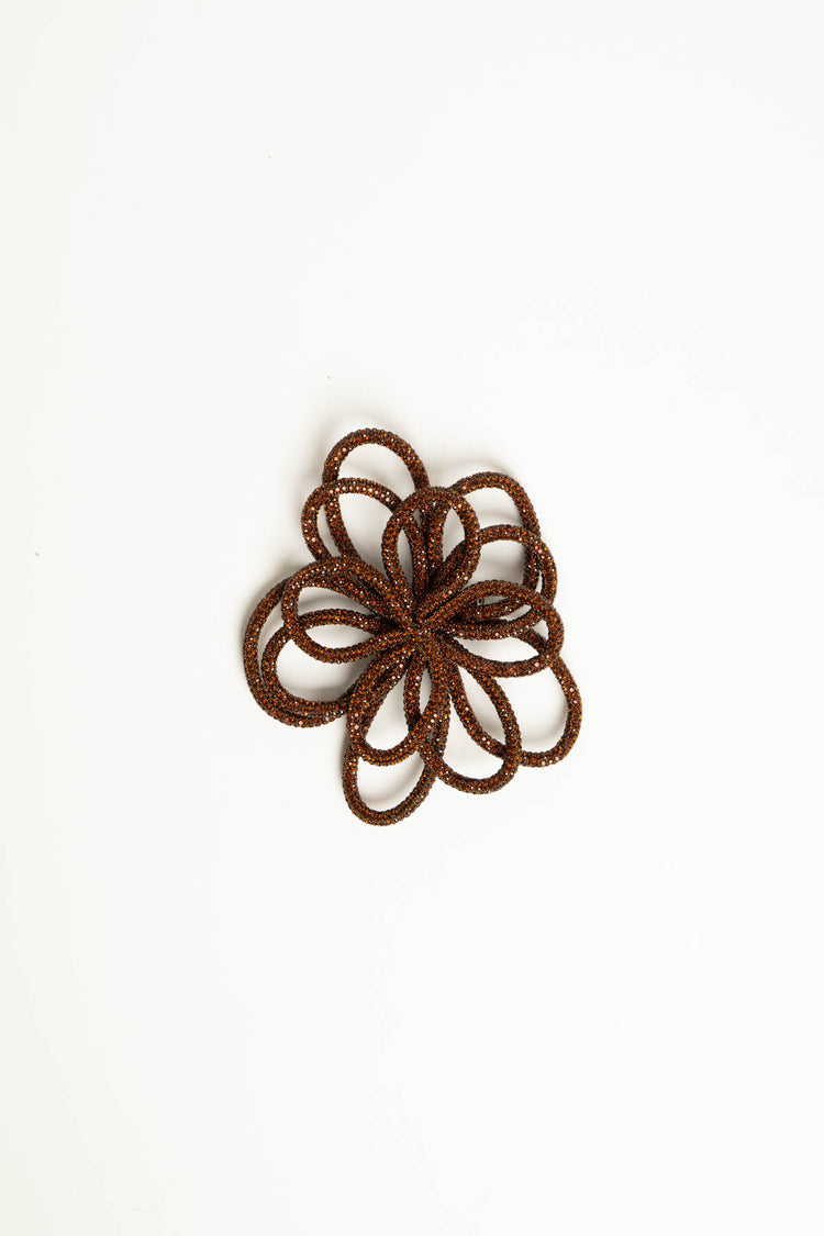 Spilla floreale con strass cioccolato