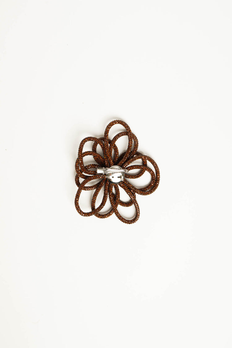 Spilla floreale con strass cioccolato