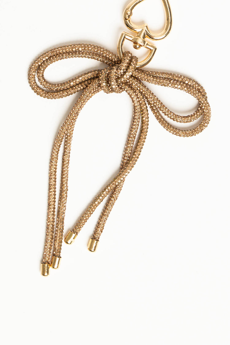 Portachiavi a fiocco in strass oro