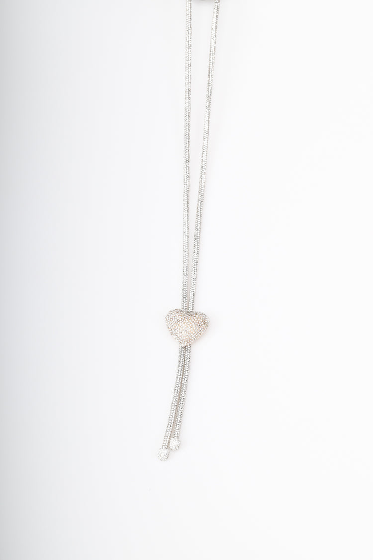Collana lunga con strass e cuore