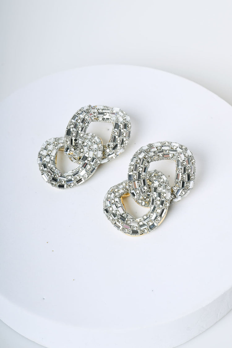 Orecchini a doppio cerchio con strass