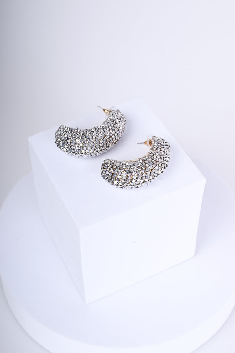 Orecchini chunky a semicerchio con strass