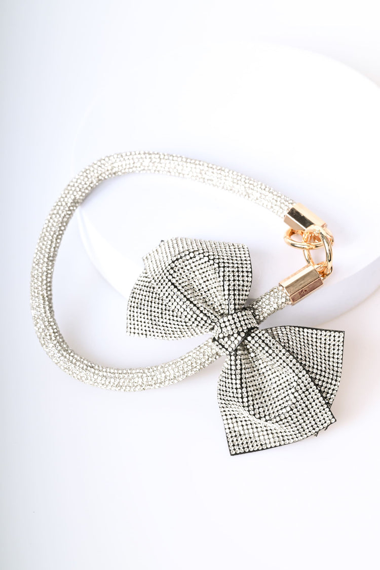 Portachiavi con strass e fiocco