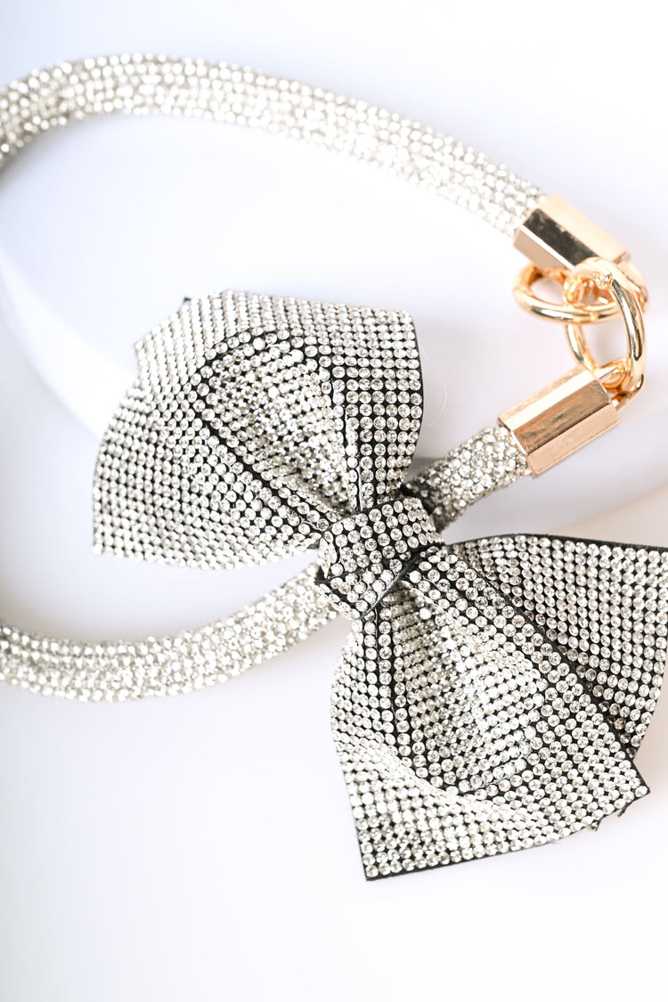 Portachiavi con strass e fiocco