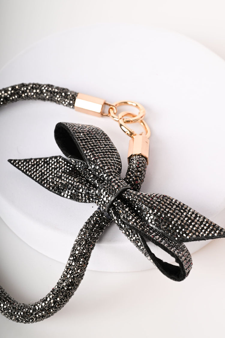 Portachiavi con strass e fiocco