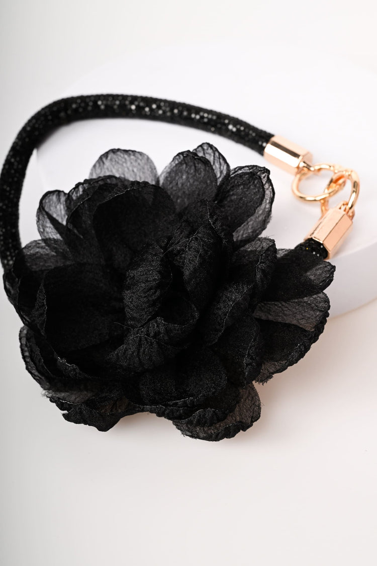Portachiavi con strass e fiore