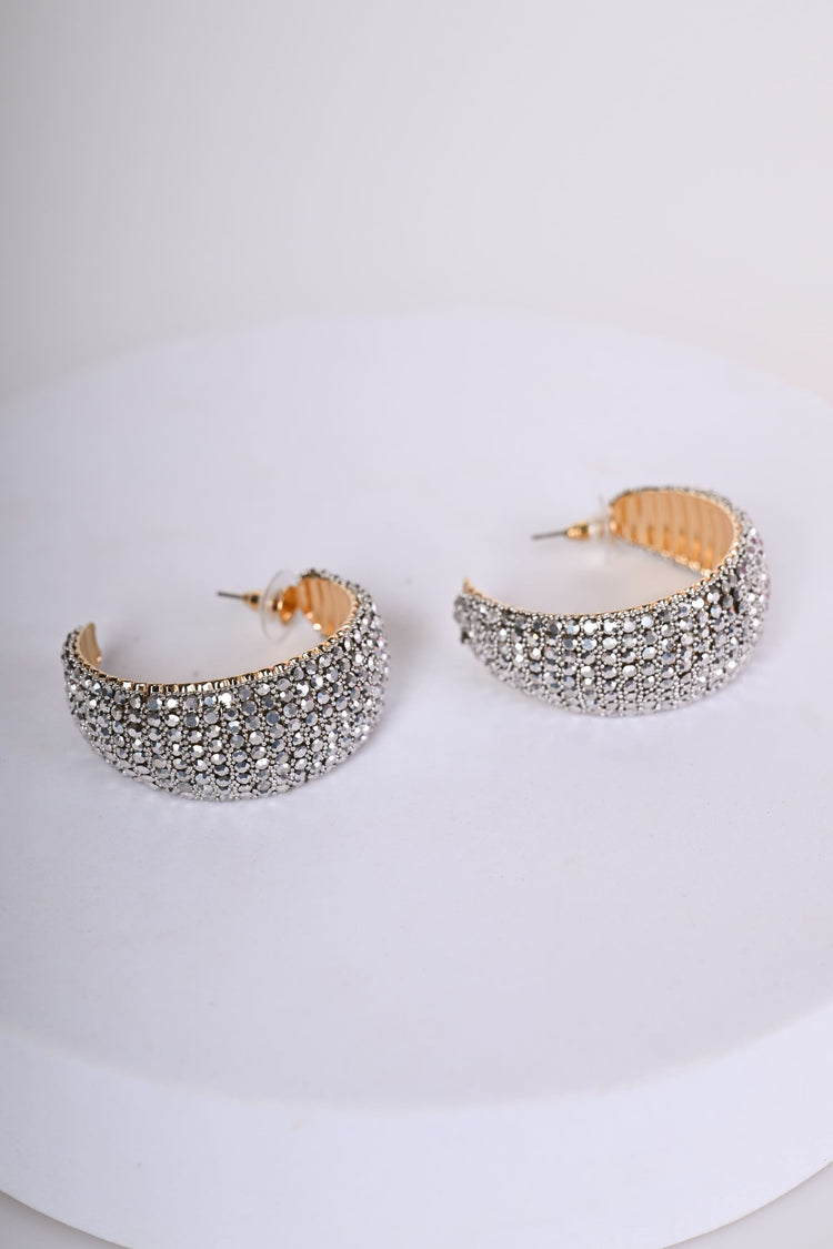 Orecchini a semicerchio con strass