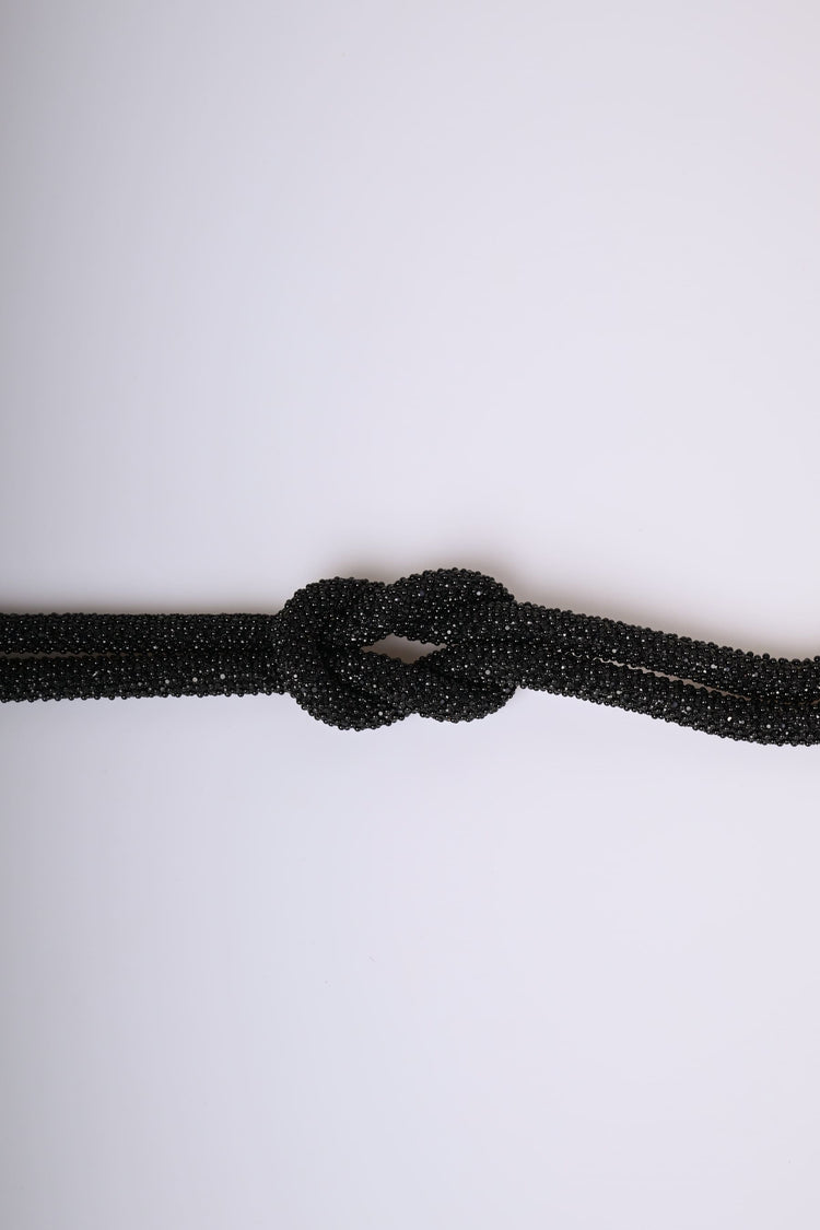 Cintura con nodo, perline e strass