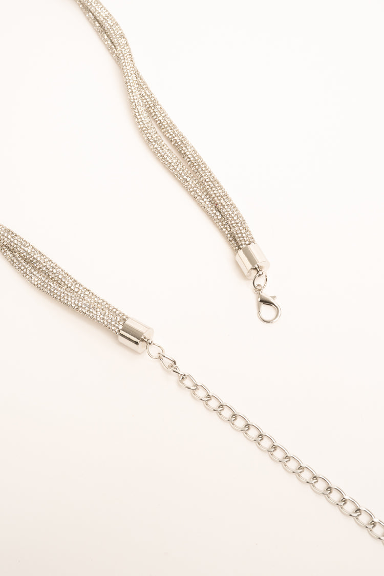 Cintura gioiello con nodo in strass argento