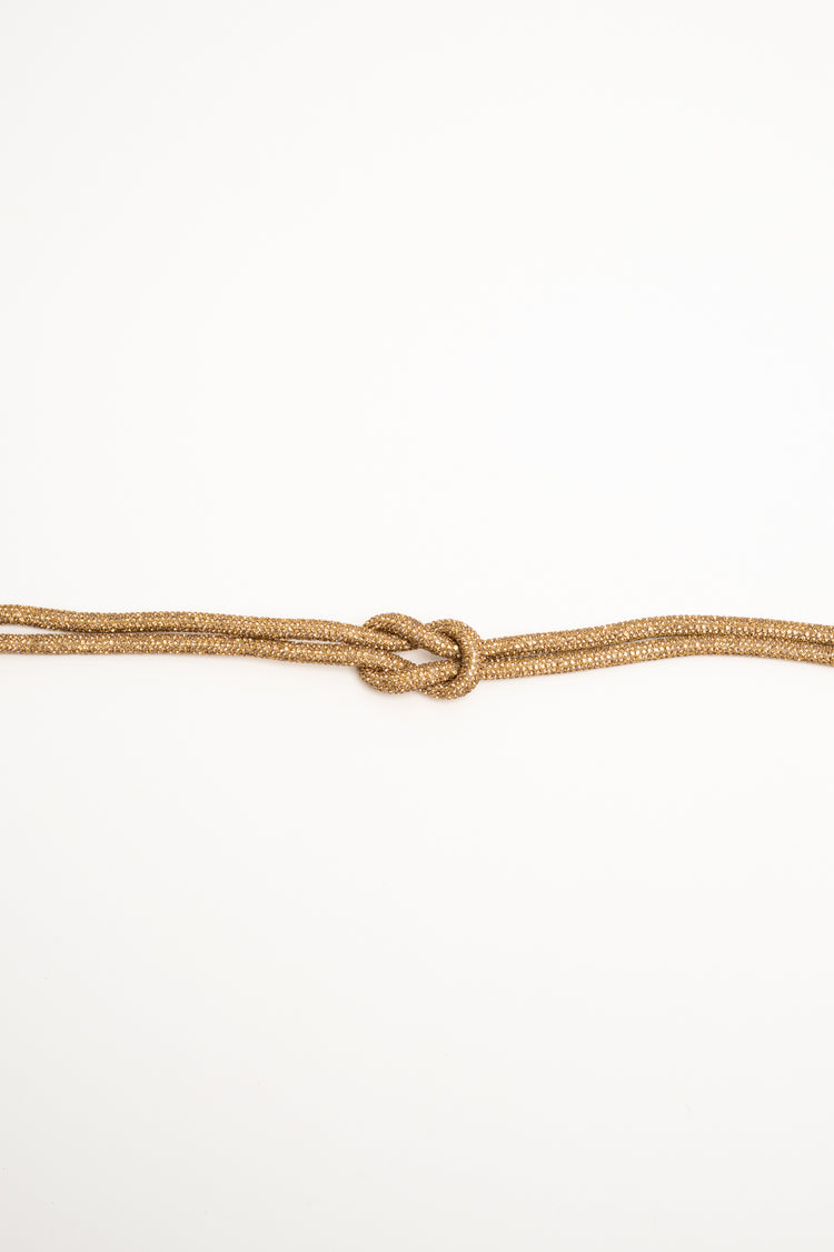 Cintura gioiello con nodo e strass oro