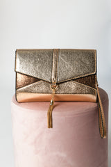 Clutch lamé con nappa