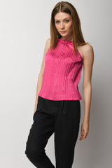 Top in raso plissé