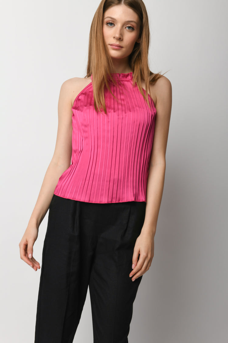 Top in raso plissé