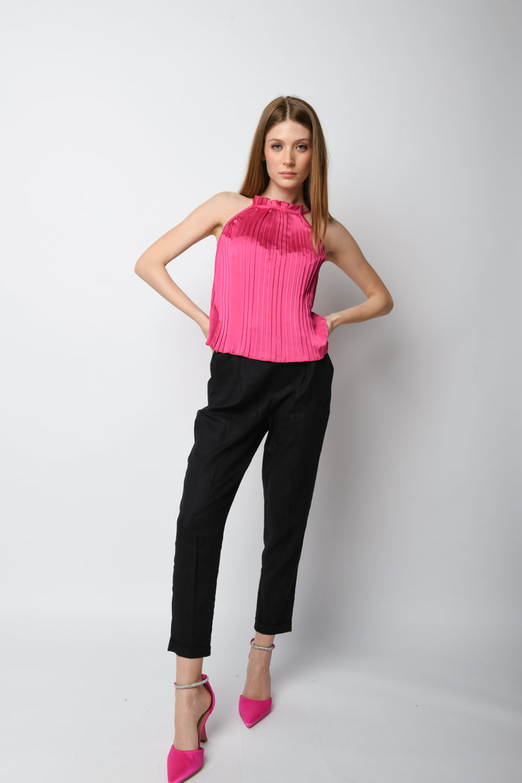 Top in raso plissé