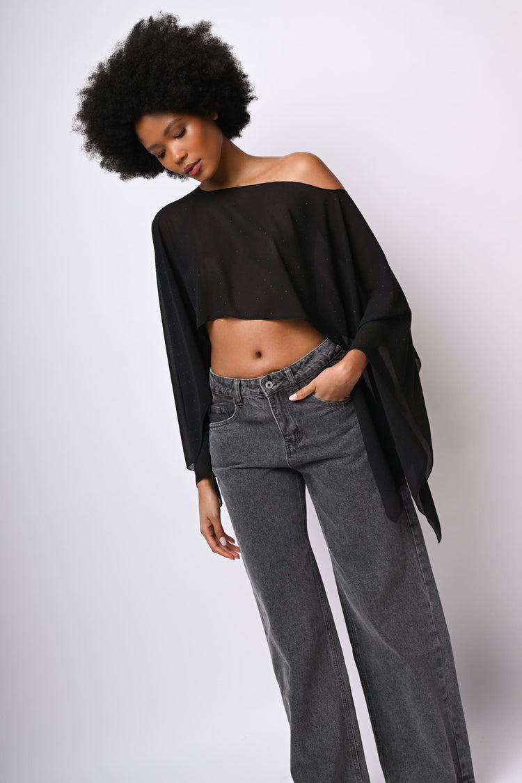 Coprispalle in georgette con strass
