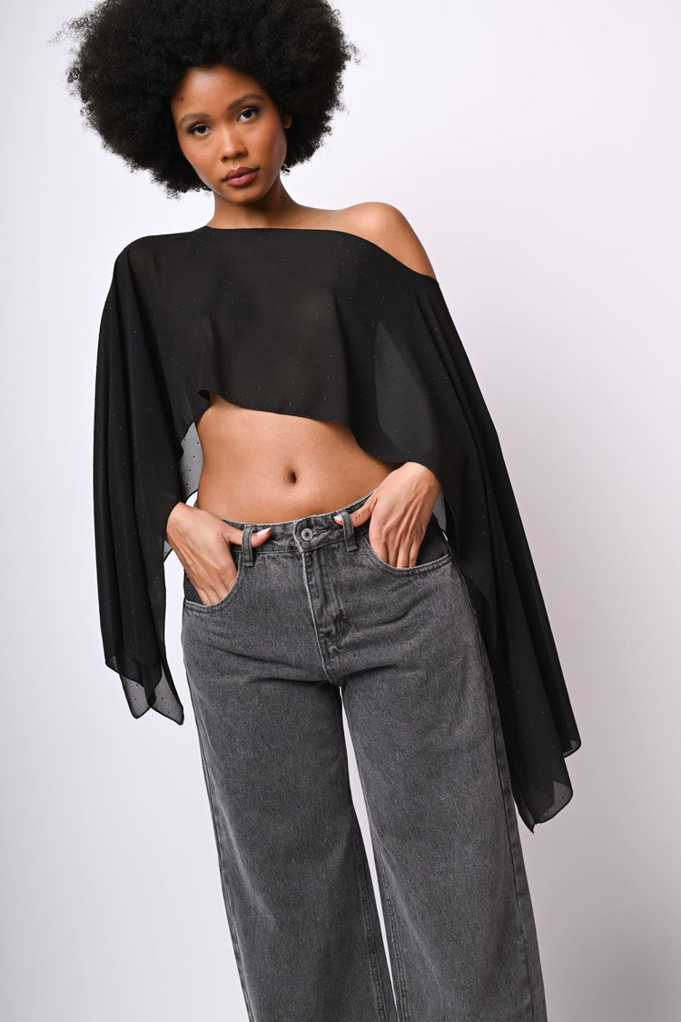 Coprispalle in georgette con strass
