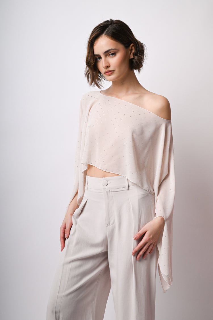 Coprispalle in georgette con strass