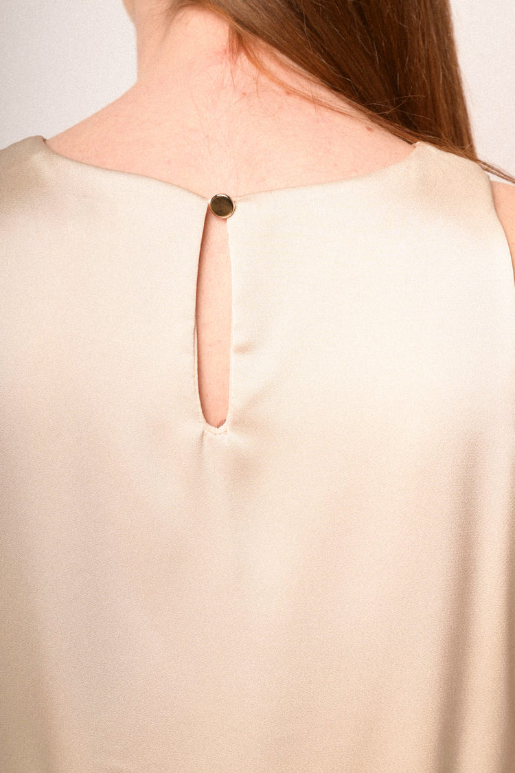 Top a palloncino in raso beige