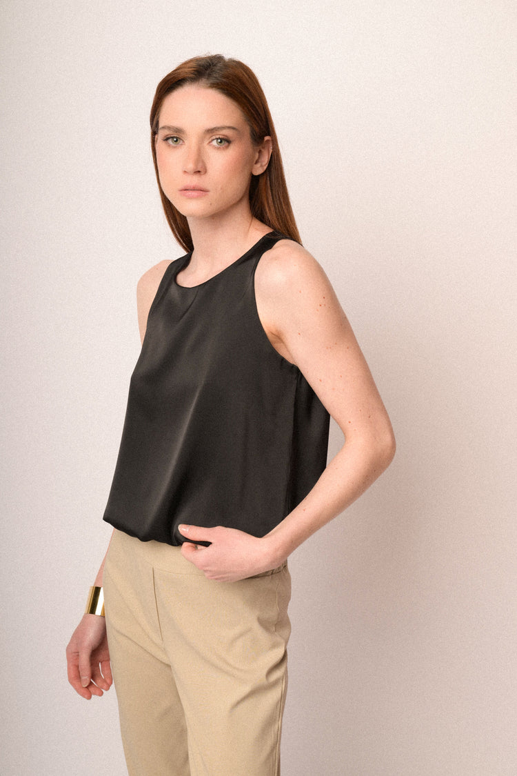 Top a palloncino in raso nero