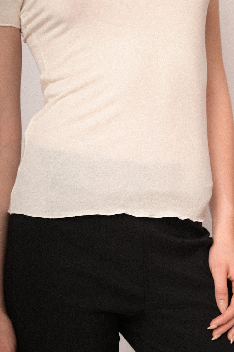 T-shirt in viscosa e seta bianca