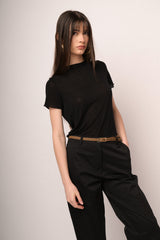 T-shirt in viscosa e seta nera