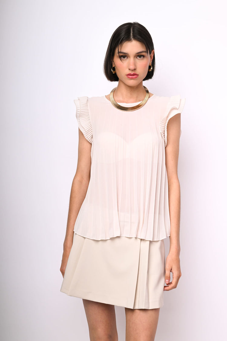 Top in georgette plissettato