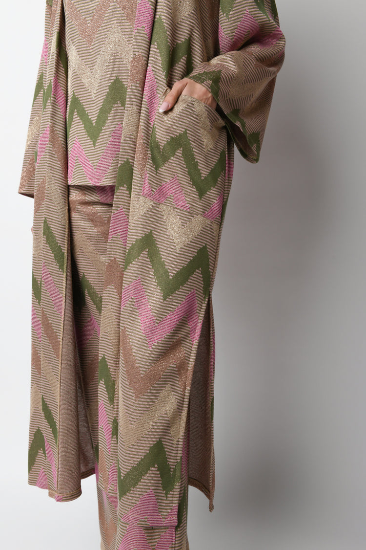 Cardigan lungo a motivo zig-zag