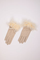 Guanti con decorazione in shearling