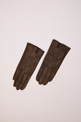 Guanti in faux suede damascato