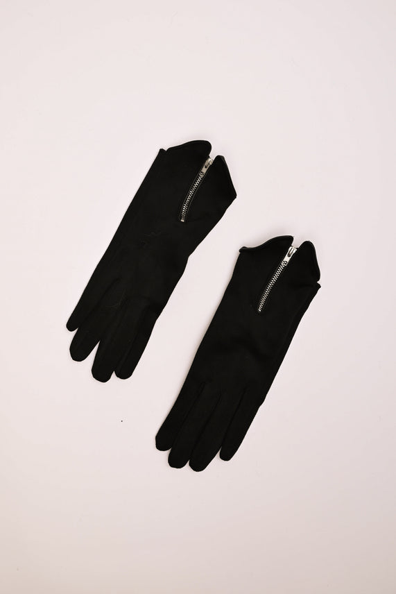 Guanti neri scamosciati con zip